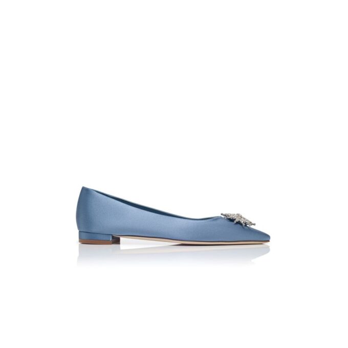 RONCONAFLAT Décolleté bassa in raso blu con decorazioni in cristallo RONCONAFLAT Décolleté bassa in raso blu con decorazioni in cristallo