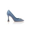 RONCONANU Décolleté in raso blu con decorazioni in cristallo RONCONANU Décolleté in raso blu con decorazioni in cristallo