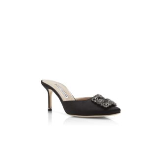 Sabot Hangisimu in raso nero con fibbia gioiello