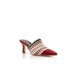 Sabot in pelle scamosciata rossa con dettagli in maglia ALO