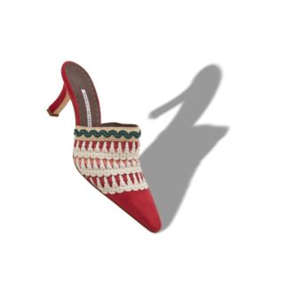 Sabot in pelle scamosciata rossa con dettagli in maglia ALO