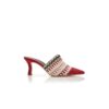 Sabot in pelle scamosciata rossa con dettagli in maglia ALO Sabot in pelle scamosciata rossa con dettagli in maglia ALO