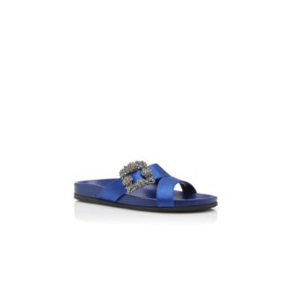Sabot in raso blu con fibbia gioiello CHILANGHI