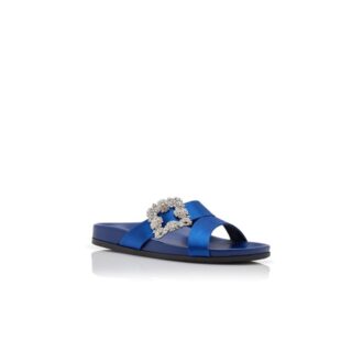 Sabot in raso blu con fibbia gioiello CHILANGHI