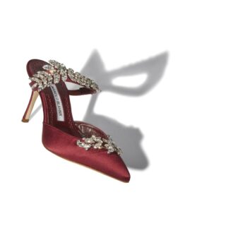 Sabot Lurum in raso bordeaux con decorazioni in cristallo Sabot Lurum in raso bordeaux con decorazioni in cristallo