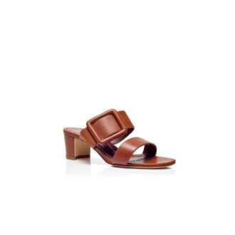 Sabot TITUBANEW in pelle nappa marrone con punta aperta
