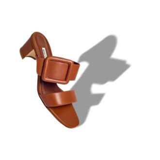 Sabot TITUBANEW in pelle nappa marrone con punta aperta