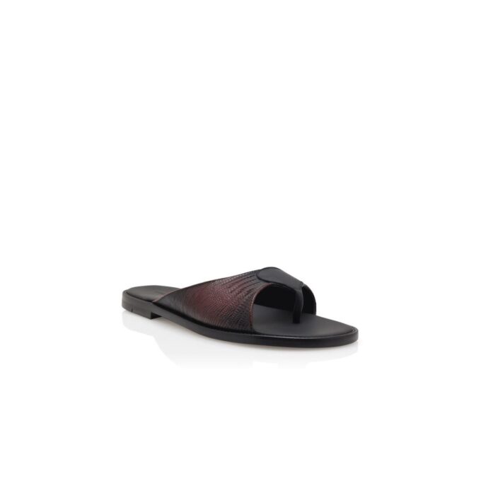 Sandali ARGUS in pelle di vitello rosso scuro con stampa lucertola