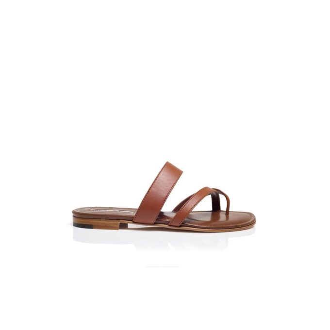 Sandali bassi incrociati Susa in pelle nappa marrone Sandali bassi incrociati Susa in pelle nappa marrone
