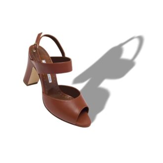 Sandali con cinturino posteriore in nappa marrone KHIKO