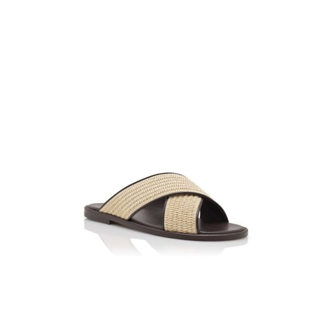 Sandali incrociati OTAWI in rafia beige chiaro
