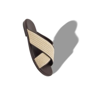 Sandali incrociati OTAWI in rafia beige chiaro