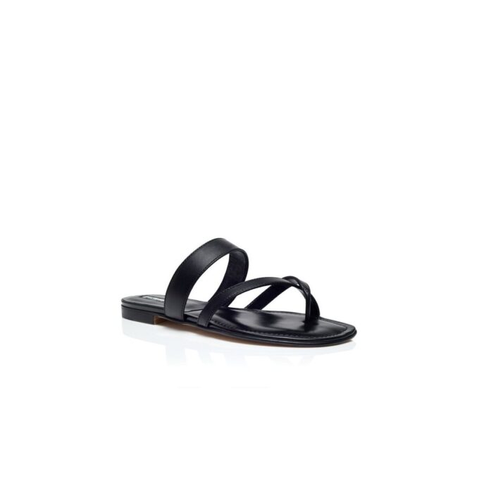 Sandali piatti incrociati in pelle nappa nera Susa Sandali piatti incrociati in pelle nappa nera Susa