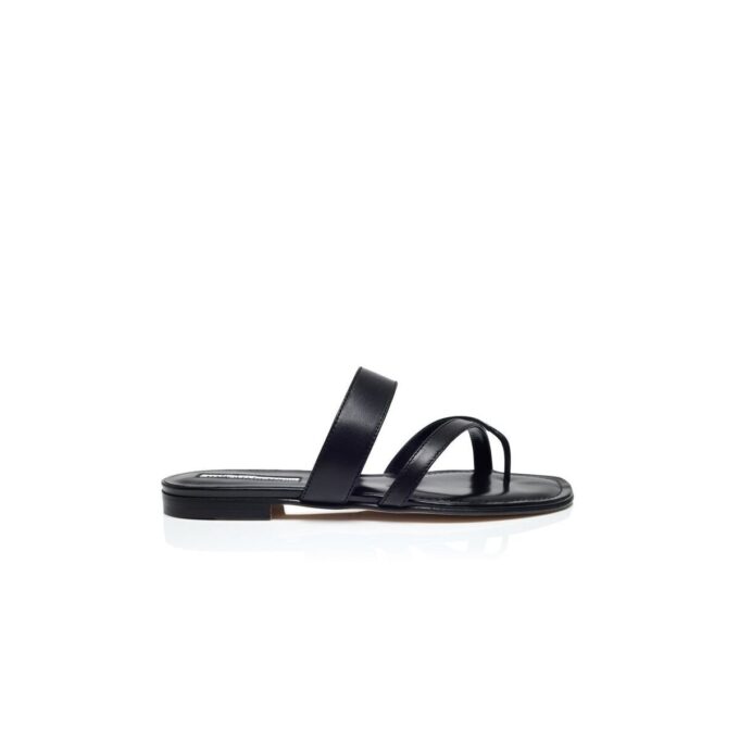 Sandali piatti incrociati in pelle nappa nera Susa Sandali piatti incrociati in pelle nappa nera Susa