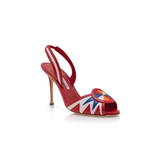 Sandali slingback in pelle nappa UCIA rossi, bianchi e blu