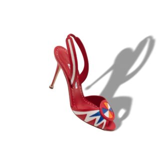 Sandali slingback in pelle nappa UCIA rossi, bianchi e blu