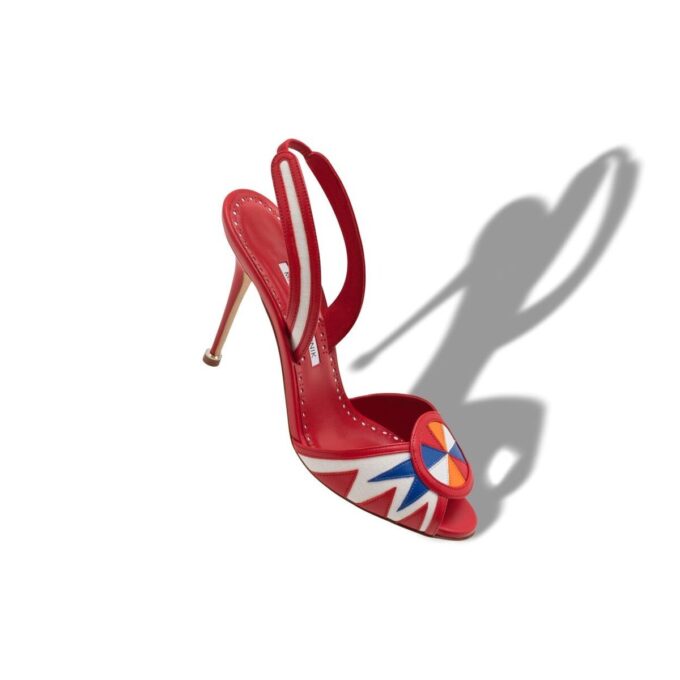 Sandali slingback in pelle nappa UCIA rossi, bianchi e blu Sandali slingback in pelle nappa UCIA rossi, bianchi e blu