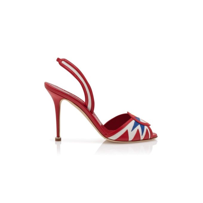 Sandali slingback in pelle nappa UCIA rossi, bianchi e blu Sandali slingback in pelle nappa UCIA rossi, bianchi e blu
