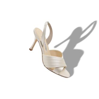 Sandali slingback VIERASAN in raso color crema chiaro con dettagli plissettati