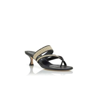 Sandali Susa in rafia nera e beige
