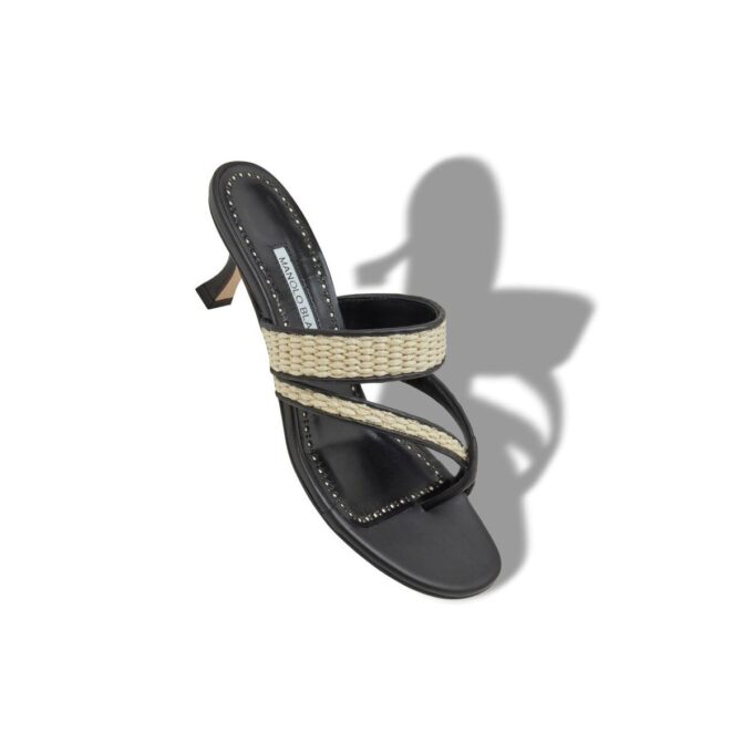 Sandali Susa in rafia nera e beige Sandali Susa in rafia nera e beige