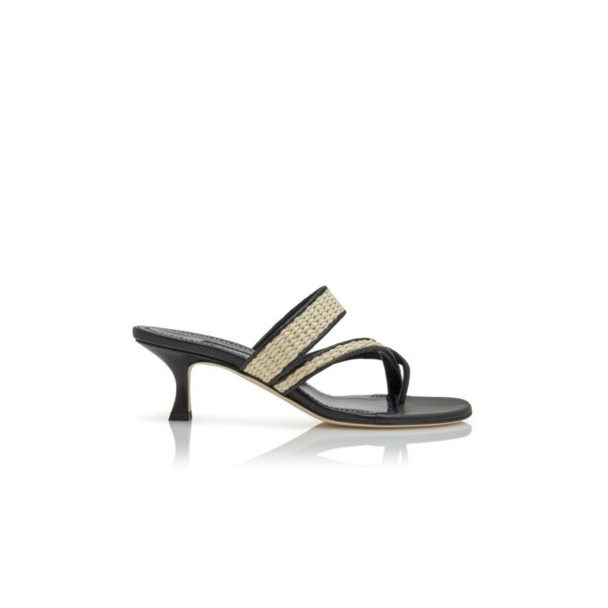 Sandali Susa in rafia nera e beige Sandali Susa in rafia nera e beige