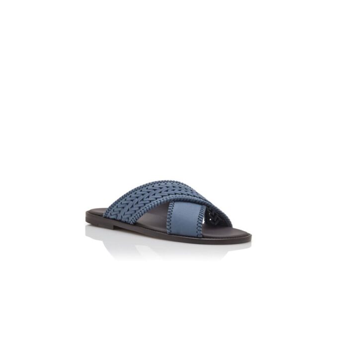 Sandali TEX in nabuk intrecciato azzurro
