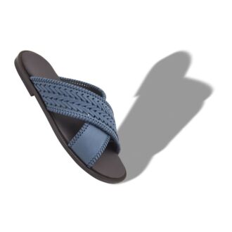 Sandali TEX in nabuk intrecciato azzurro