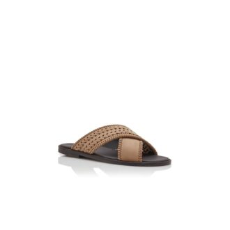 Sandali TEX in nabuk marrone chiaro intrecciato