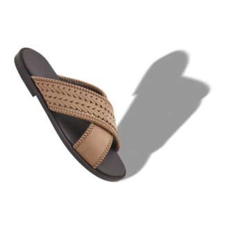Sandali TEX in nabuk marrone chiaro intrecciato