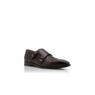 Scarpe con fibbia in pelle di vitello marrone scuro ELDRIDGE