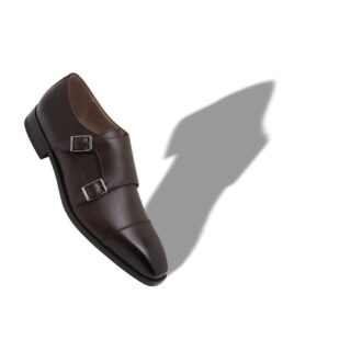 Scarpe con fibbia in pelle di vitello marrone scuro ELDRIDGE