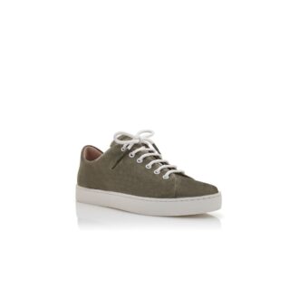 SEMANADO Sneakers stringate in pelle scamosciata color kaki