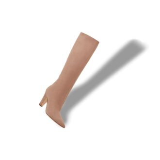 Stivali alti fino al ginocchio in pelle scamosciata beige scuro LINA