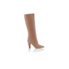 Stivali alti fino al ginocchio in pelle scamosciata beige scuro LINA