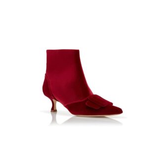 Stivali BAYLOW in velluto rosso con dettaglio fibbia
