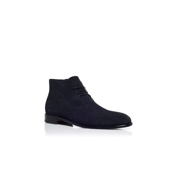 Stivali stringati in pelle scamosciata blu navy BERWICK
