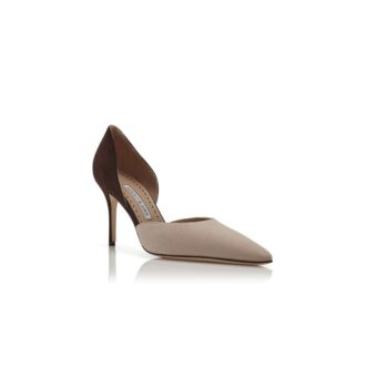TAYLERBINU Décolleté D’Orsay in pelle scamosciata beige chiaro e marrone