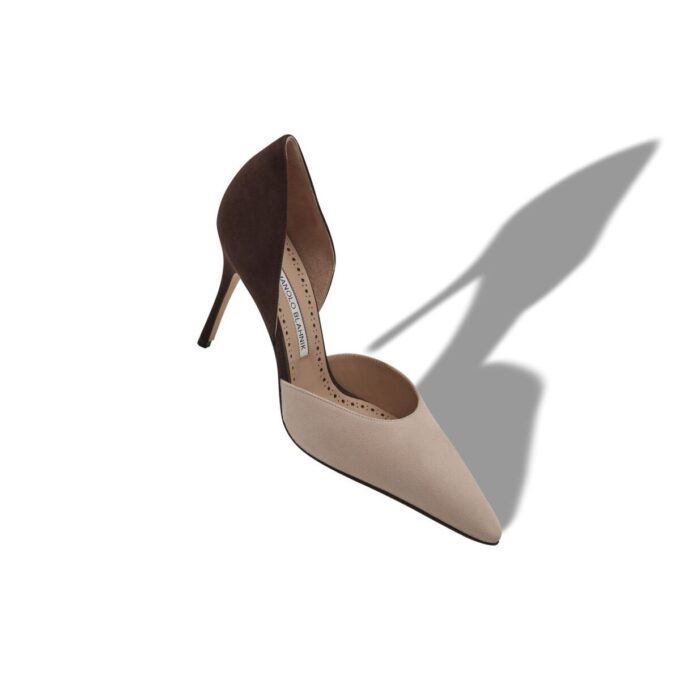 TAYLERBINU Décolleté D’Orsay in pelle scamosciata beige chiaro e marrone TAYLERBINU Décolleté D’Orsay in pelle scamosciata beige chiaro e marrone