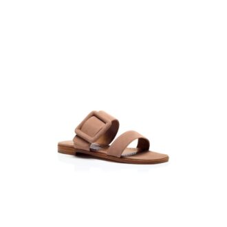 TITUBAFLAT Sandali bassi in pelle scamosciata beige chiaro