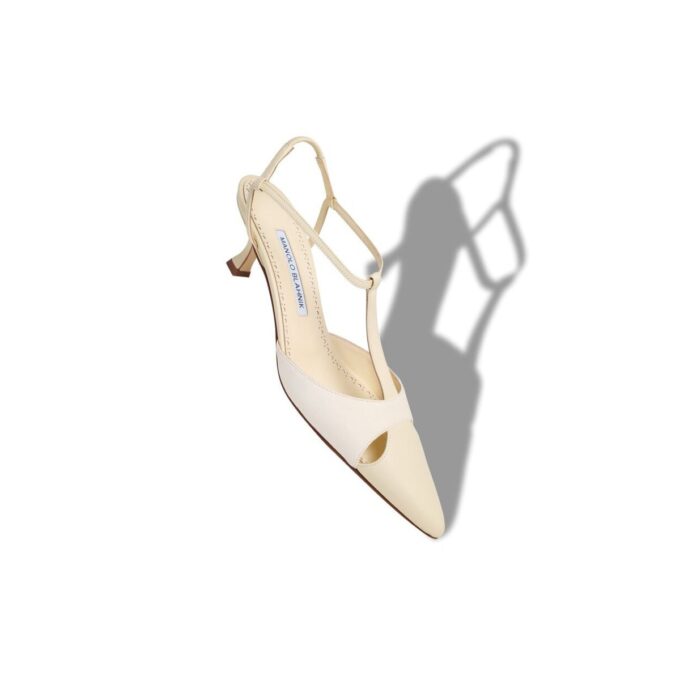 TURGIMOD Décolleté con cinturino a T in nappa color crema chiaro