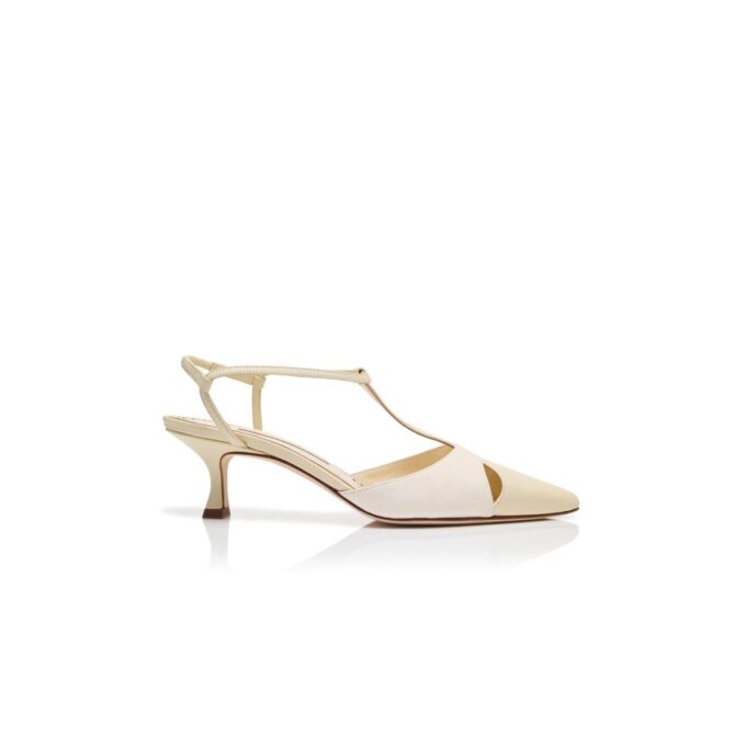 TURGIMOD Décolleté con cinturino a T in nappa color crema chiaro