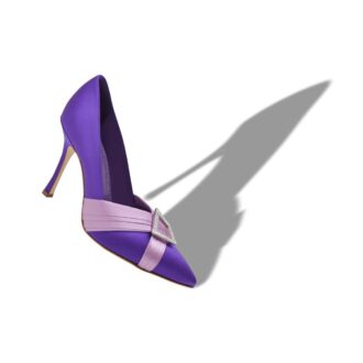 VIERAPUMP Décolleté viola in raso con dettagli plissettati