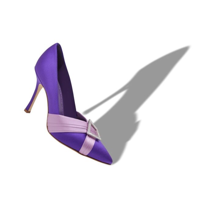 VIERAPUMP Décolleté viola in raso con dettagli plissettati VIERAPUMP Décolleté viola in raso con dettagli plissettati