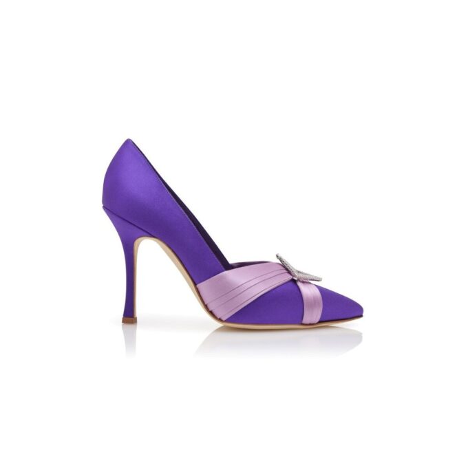 VIERAPUMP Décolleté viola in raso con dettagli plissettati VIERAPUMP Décolleté viola in raso con dettagli plissettati